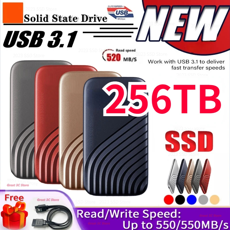

1TB Portable SSD High-speed Mobile Solid State Drive 500GB SSD Hard Drives Disk USB 3.1 2TB External Storage Decives for Laptops