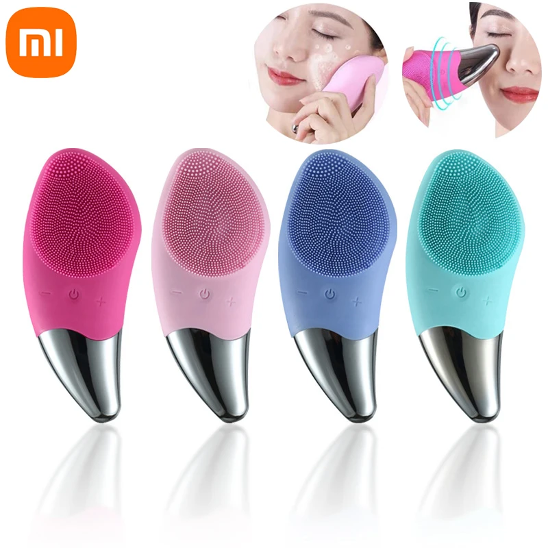 

NEW2022 Mini Electric Facial Cleansing Brush Ultrasonic Silicone Face Cleaner Deep Pore Cleaning Skin Massager Face Cleaner