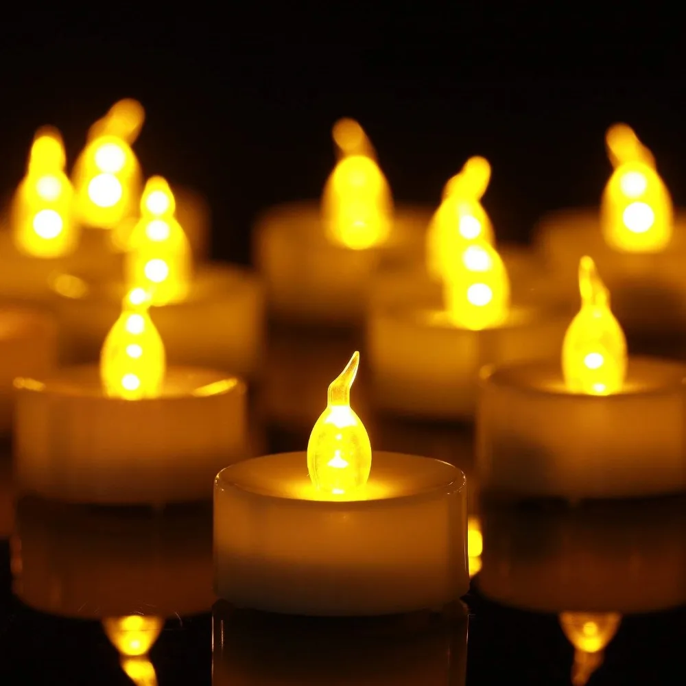 

Candle Light 12 pcs Flameless Led Tealight Battery Operated Pillar Bluk for Home Wedding Birthday Party Romantic Decoratio room