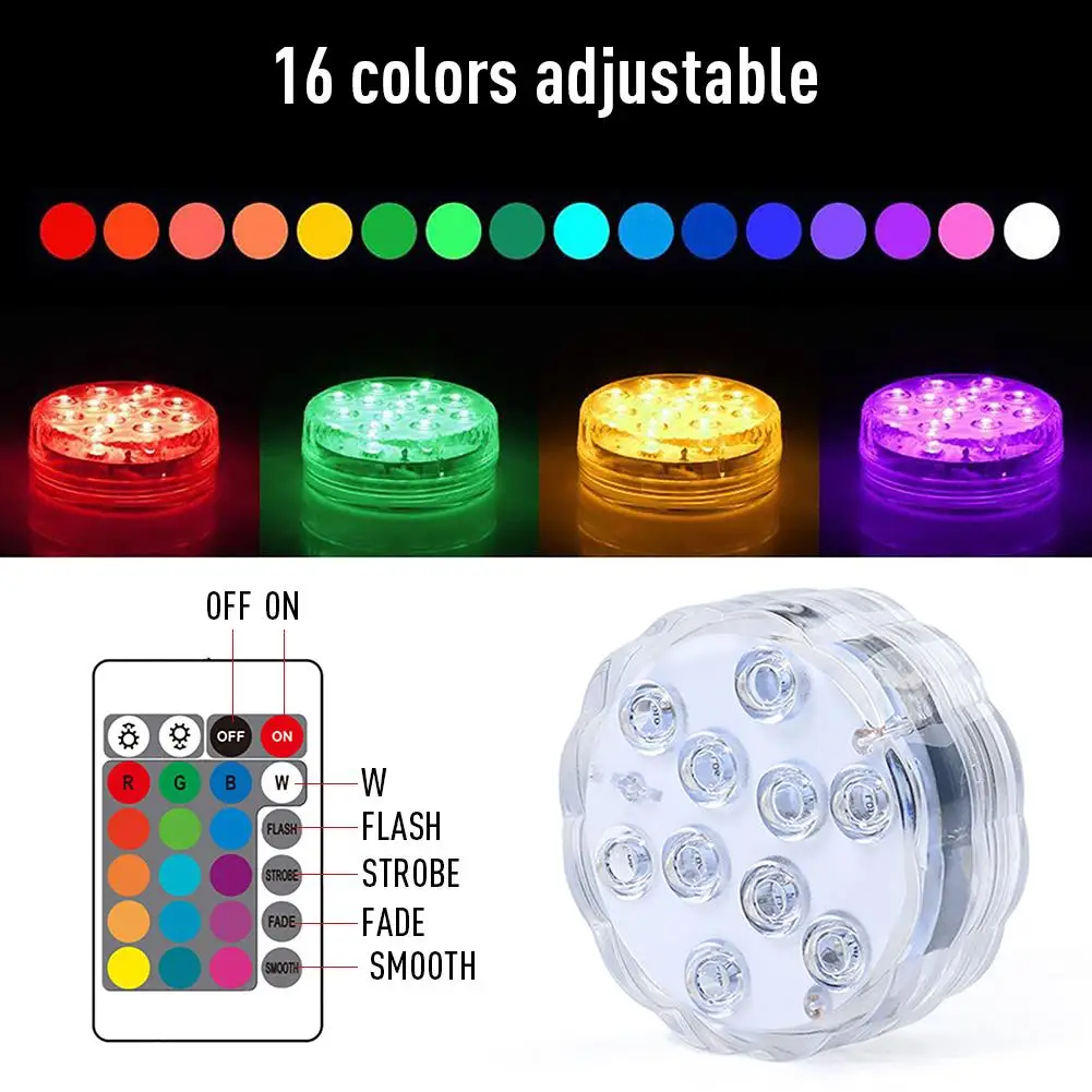 

4pcs 13led Boat Lights Wireless Battery Operated Rgb Multicolor Remote Control Magnetic Marine Light With Suction Cup Dropship