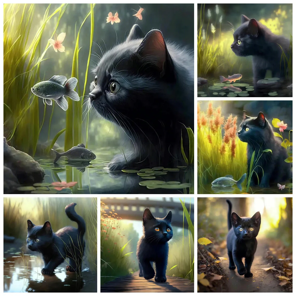 

Алмазная 5D картина «сделай сам» с черным котом, алмазная вышивка AB Drill, полная круглая/квадратная стразы, мозаика, искусство, картины, домашн...