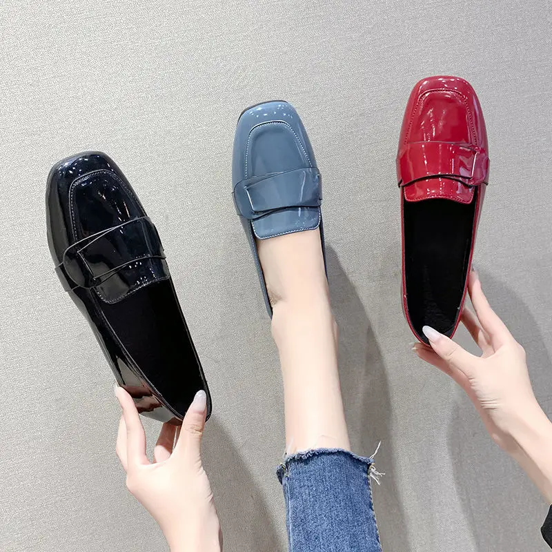 Fashion Solid Black Oxford Shoes Woman Work Leather Wedge Flats Female Casual  Spring Shoes Women's kitchen Non-slip Loafers