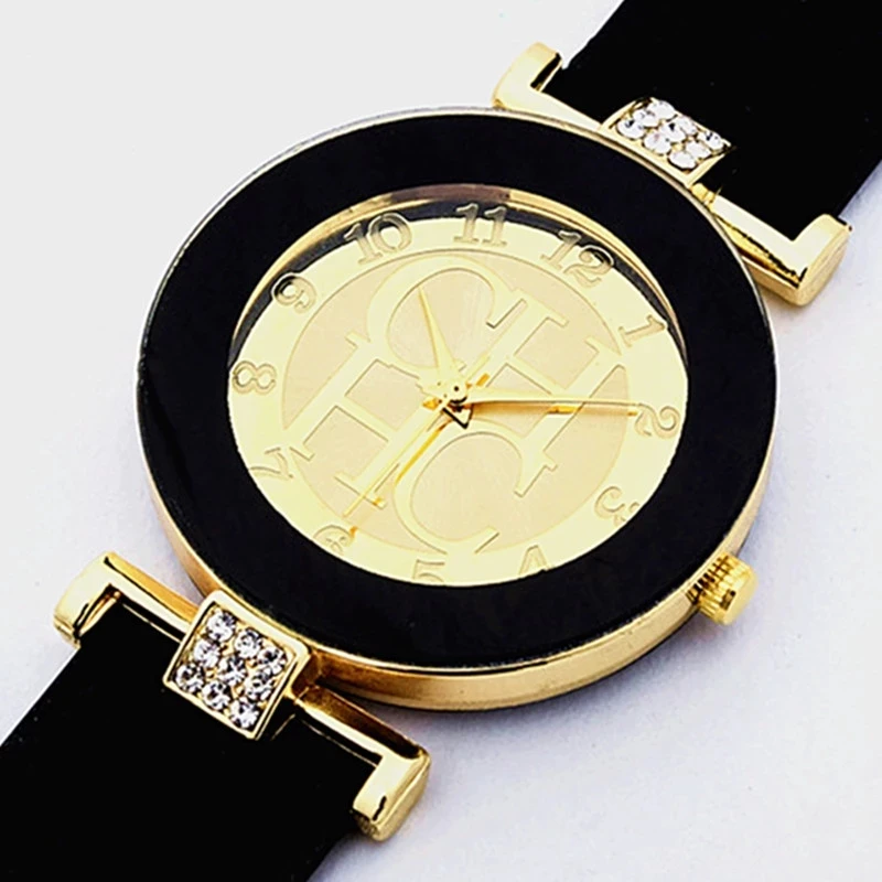 2023 New Europe And America Simple Design Ladies Watch Luxury Brand CH Crystal Silicone Women Quartz Wrist Watch Reloj Mujer