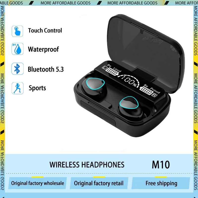 

M10 TWS Bluetooth Headphones 3500mAh Charging Box Wireless Earphone 9D Stereo Sports Waterproof Earbuds Headset With Microphone