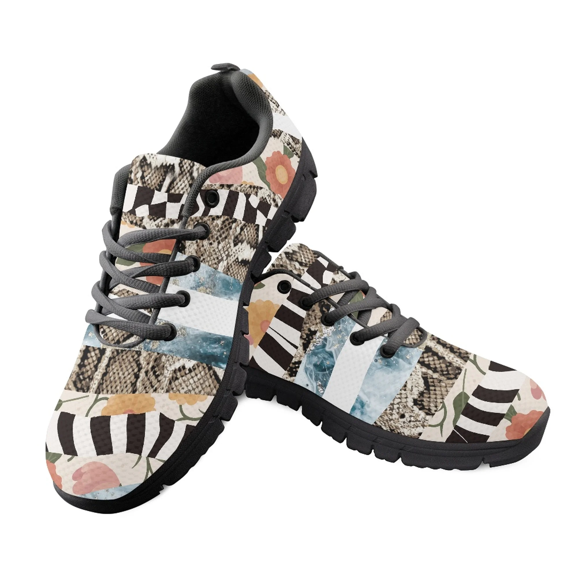 

Yikeluo Snake Skin Design Shoes for Men Sneakers Platform Casual Footwear Male Lightweight Breathable Mesh Vamp Zapatillas