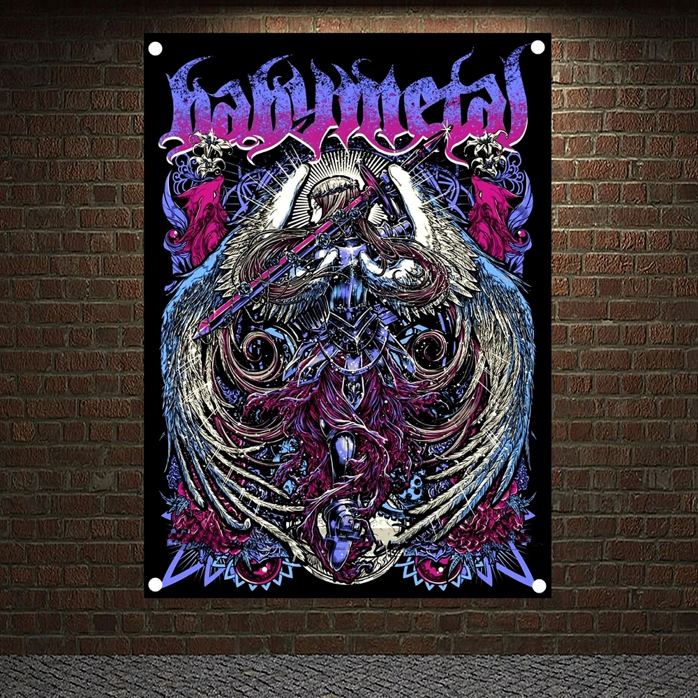 

Популярные постеры с музыкальной группой BABYMETAL Rock 'n' Roll, высококачественный жуткий художественный флаг и баннер, Офисная музыкальная студия, Настенный декор