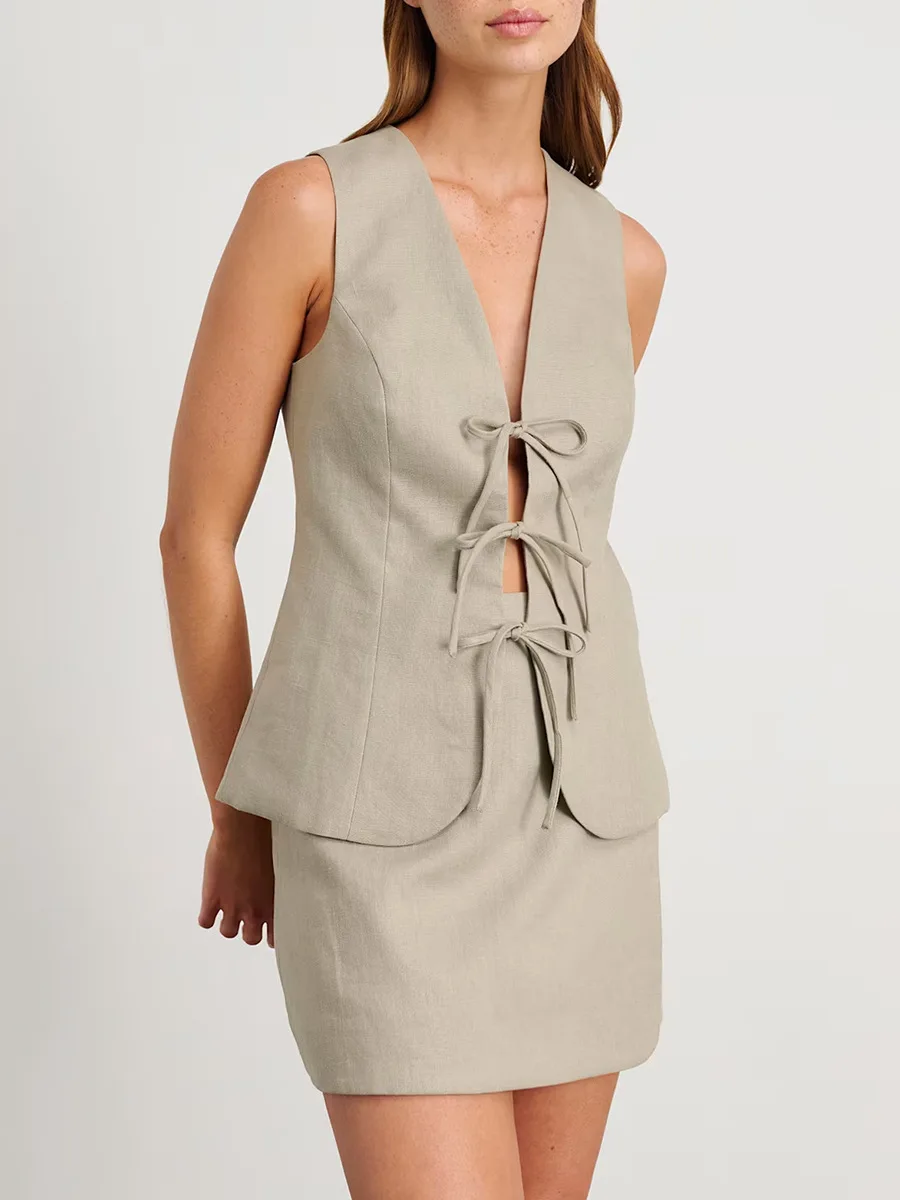 Жилет на бретельках Bronladies комплект с короткой юбкой новый женский топ без