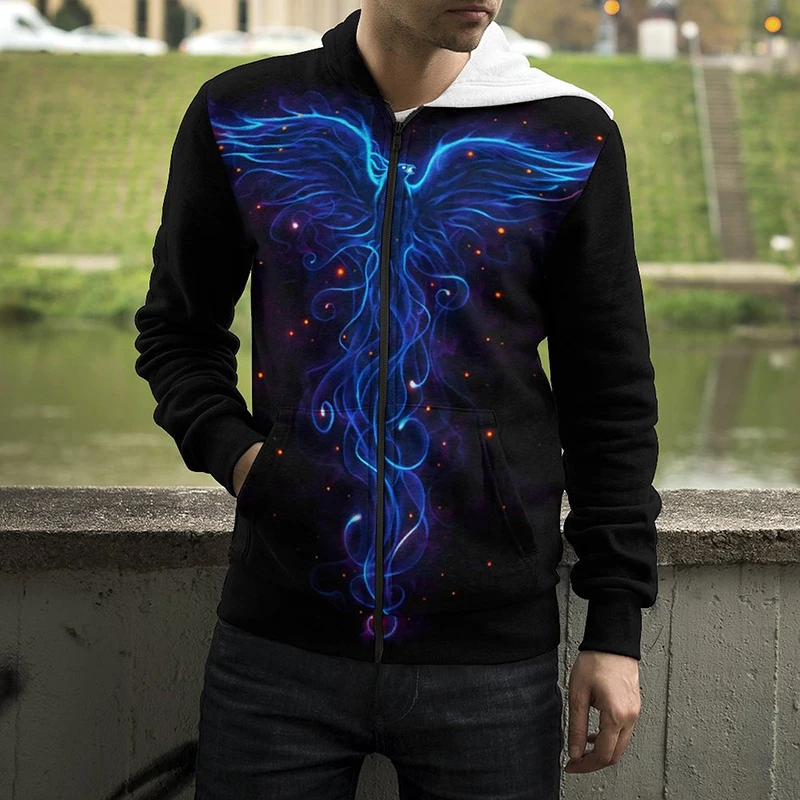 

Casual 3D Print Sweatshirts Phoenix Bird Zip Up Hoodies Men Women Fashion Cool Boy Girl Streetwear Zip Hoodie Clothes