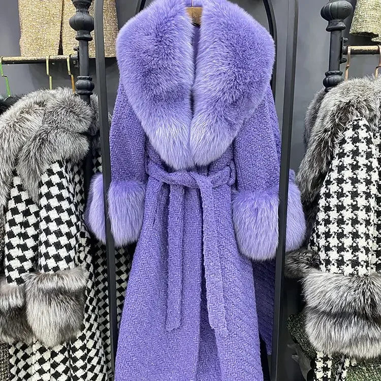 Новое поступление осени/зимы 2023 женская цельная кожаная куртка из лисьего меха с