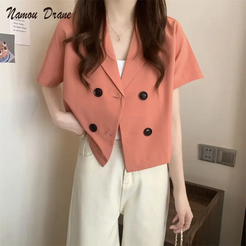 

Namou Drane Summer 2022 New Korean Temperament Show Thin Design Sense Small Versatile Short Short Sleeve Suit Jacket Women