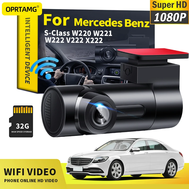 

For Mercedes Benz S-Class W220 W221 W222 V222 X222 1994-2021 2022 OPRTAMG Car Dashcam Car DVR MSC 1080P HD Camera WiFi dash cam