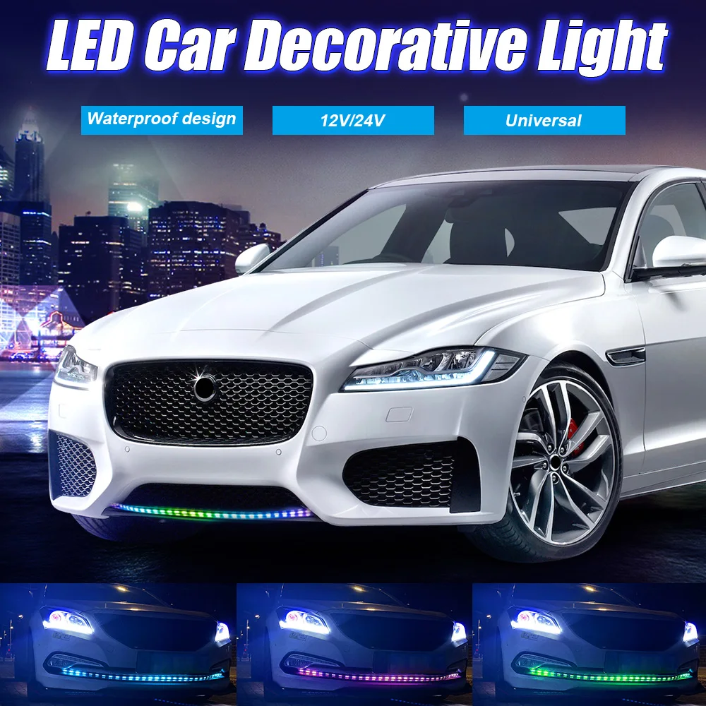 

Car RGB LED Strip Turn Signal Flexible Colourful Sequential Daytime Running Light Auto Grille Decorative Lamp 12V/24V DRL