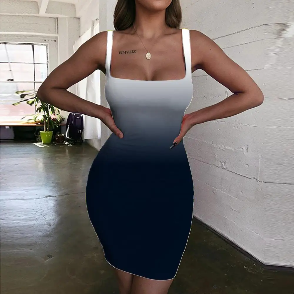 

SOMEPET Gradient Dresses Women Colour Bodycon Dress Solid Color Halter Sleeveless Black Ladies Dresses Womens Clothing Plus Size