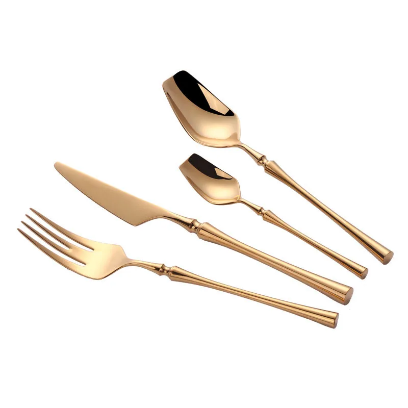 

Gold 304 Stainless Steel High-End Gold Knife Fork Western Tableware Steak Knife Fork Spoon Set Dishwasher Safe Kitchen Tablewar