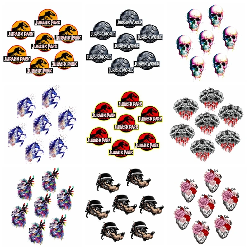 

10PCS Wholesale Jurassic Dinosaur Patch Iron On Heat Transfers For Clothing Stickers On Clothes Vinyl Heat Transfer Animal Badge
