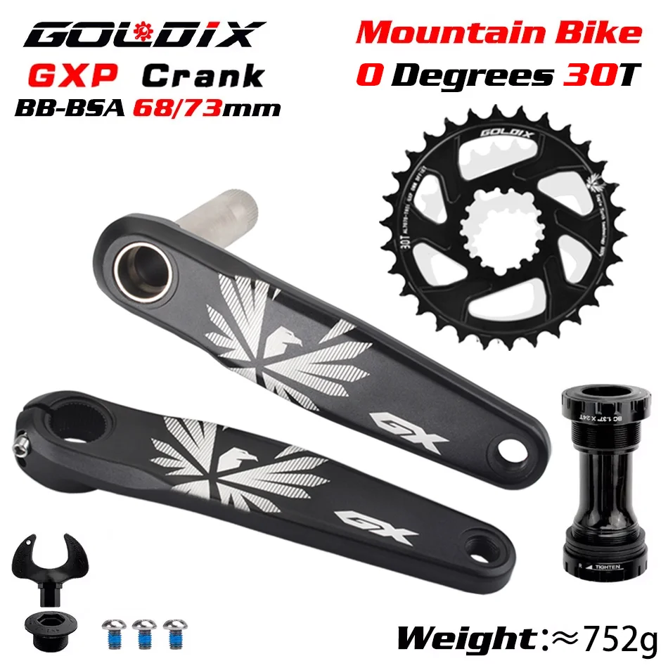 

GX Bicycle Crankset GXP MTB Bike Crank Chainring Bike 170mm 175mm Black 0 Degree 30T 32T 34T 36T 38T Aluminum Alloy with Bottom