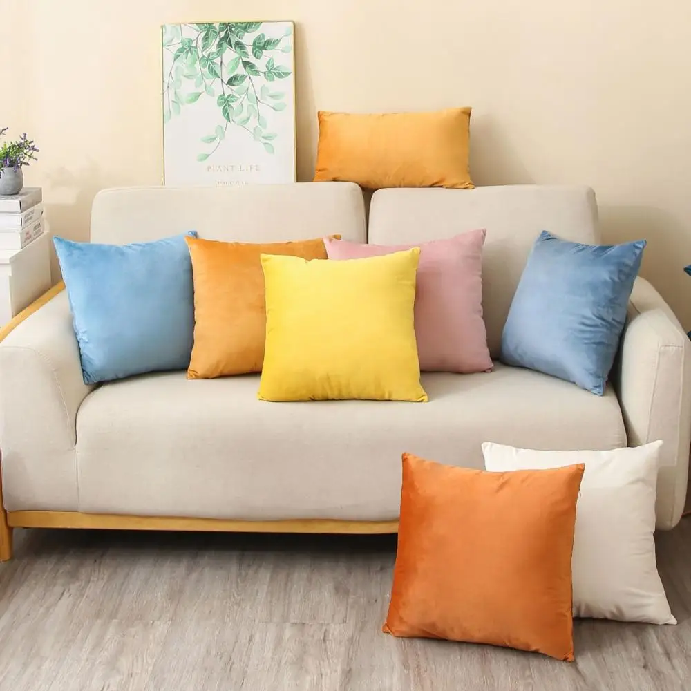

45x45cm Nordic Solid Velvet Pillowcase Pillow Covers Decorative Pillowcases Cushion Cover Hugs Cases Home Textile Garden