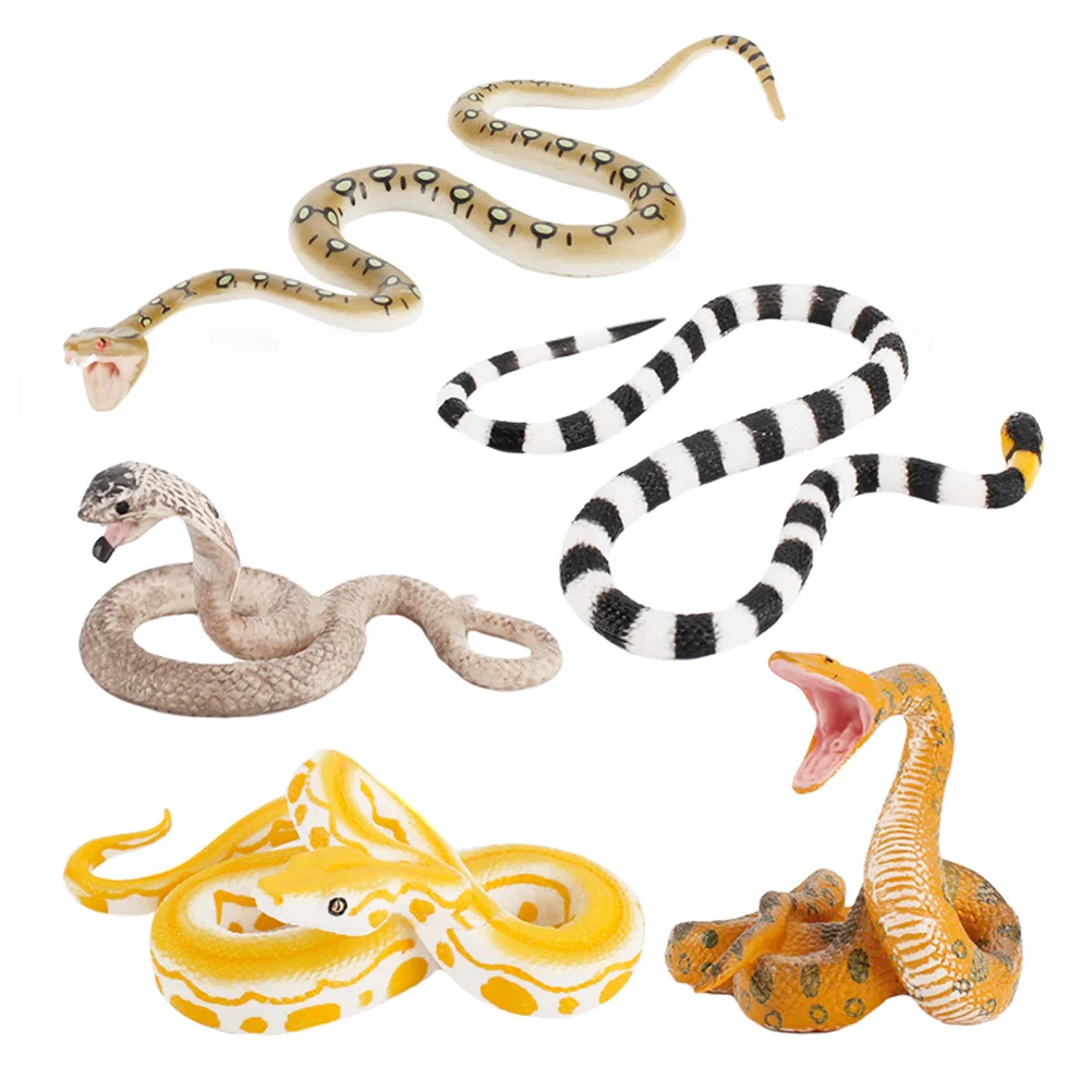 

5 Pcs Large Pythons Boa Constrictor Simulation Snake Kids Playset Lifelike Toy Toy's Model Prop
