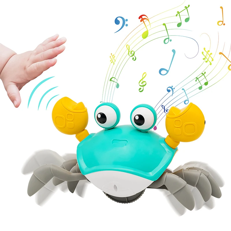 New Boys and Girls Universal children's Toys Robot Electronic Crab Cute Light-Emitting Music Induction Avoidance Toys for Kids