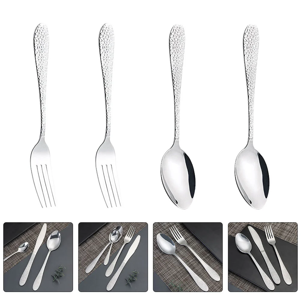 

1 Set of Forks and Spoons Stainless Steel Fork Spoon Western Food Fork Home Tableware