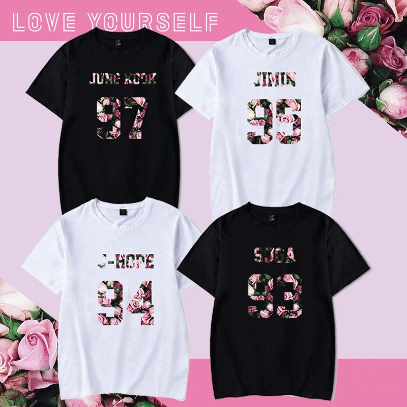 

Bangtan Boys LOVE YOURSELF T-shirt Name Number Print Pattern Short Sleeves Jungkook Jimin V KPOP Loose Summer Couple T-shirt 98h