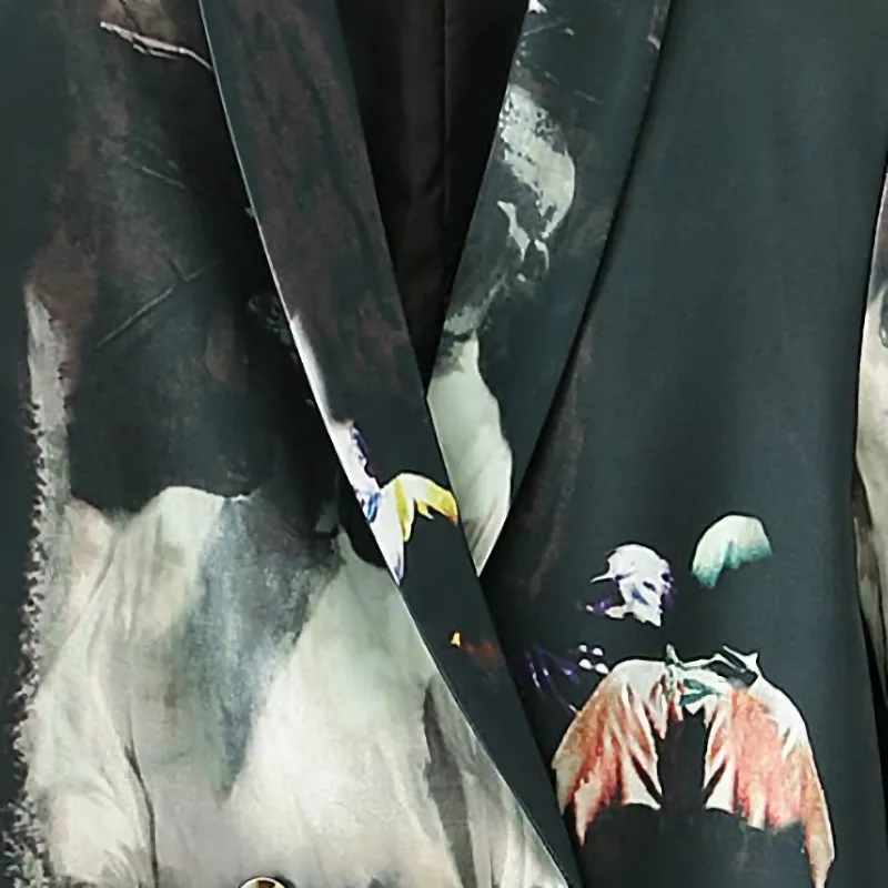 2023 Women Tie-dyed Printed Blazer Tide V-neck Double Breasted Long Sleeve Temperament Blazer Coats Spring Autumn New Fashion