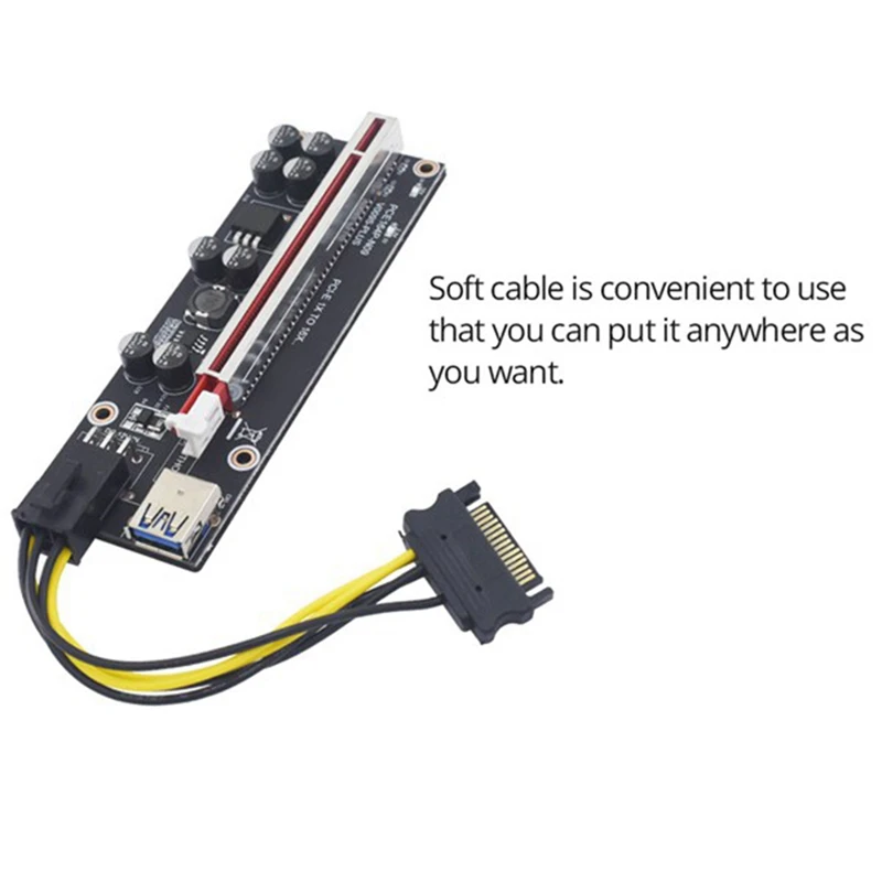 2X VER009S Plus PCIE Riser Card Ver 009S Sata 15 Pin To 6 Pin Express 1X 4X 8X 16X Adapter Extender Mining Miner images - 6