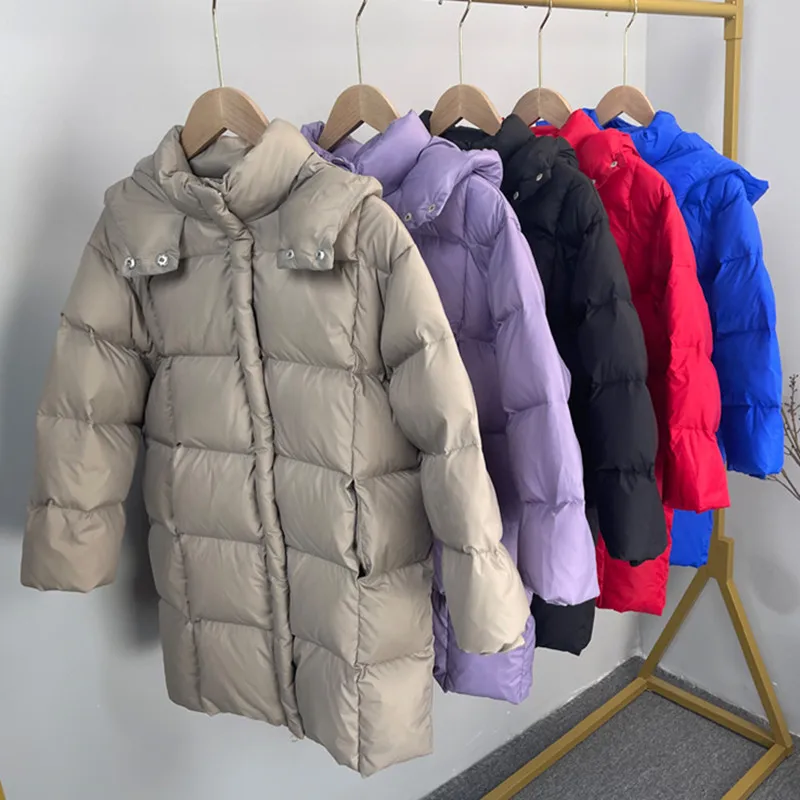

Зимняя пуховая куртка для мальчиков и девочек, Корейская версия, модное однотонное пальто средней длины, детская теплая парка для детей, искусственное пальто