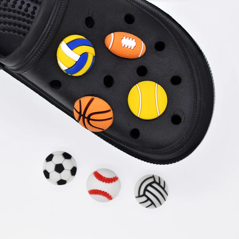 

PVC Shoe Charms Accessories Half-3D Baseball VolleyBall Shoe Decoration Buckles Accessories for Clogs Sandals X-mas Gifts Buckle