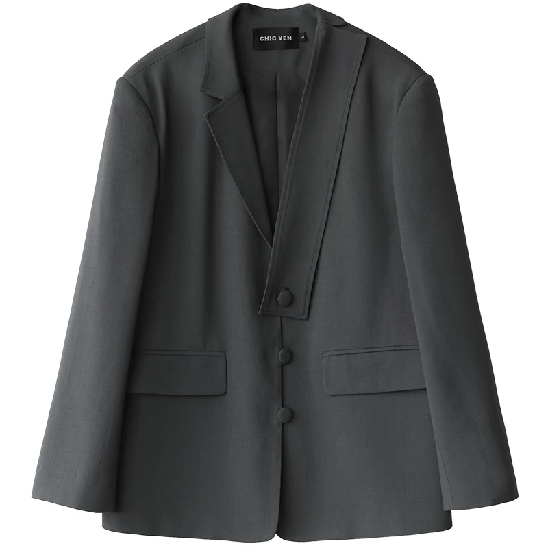 Женский короткий Блейзер в Корейском стиле Простой повседневный однотонный