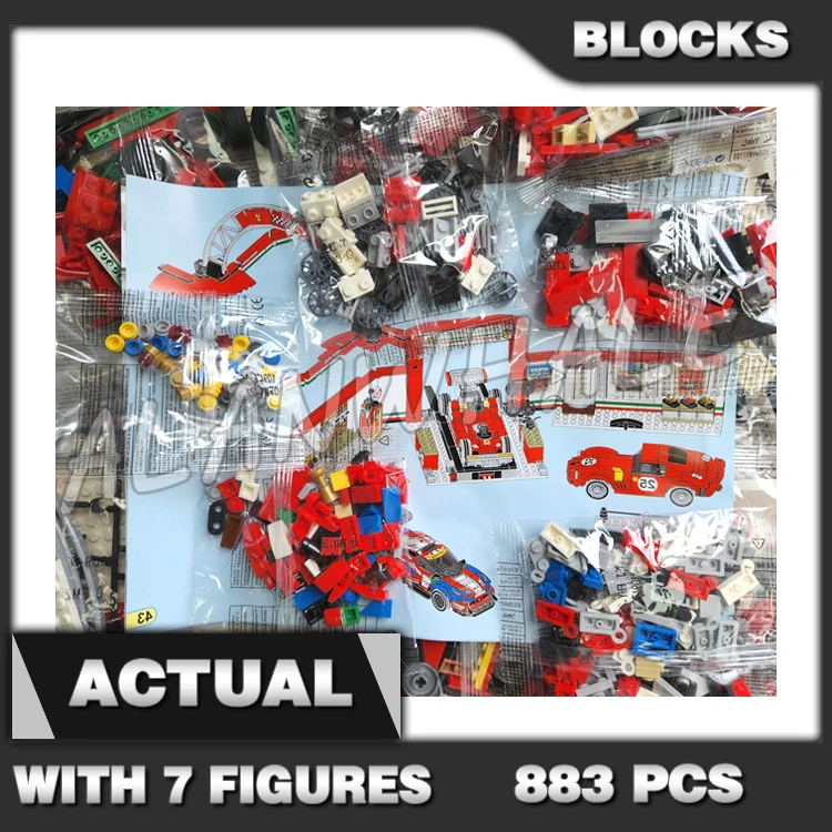 

883pcs Racer Speed Champions Ultimate Garage Racing Cars Racetrack Workshop 10947 Building Blocks Toys Compatible With Model