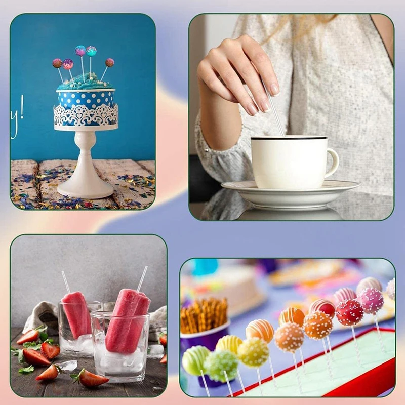 

50 Pcs Acrylic Sticks Reusable Candy Bars 10cm/12.5cm/15cm Transparent DIY Cake Decor Dessert Lollipop Decor Chocolate Snack