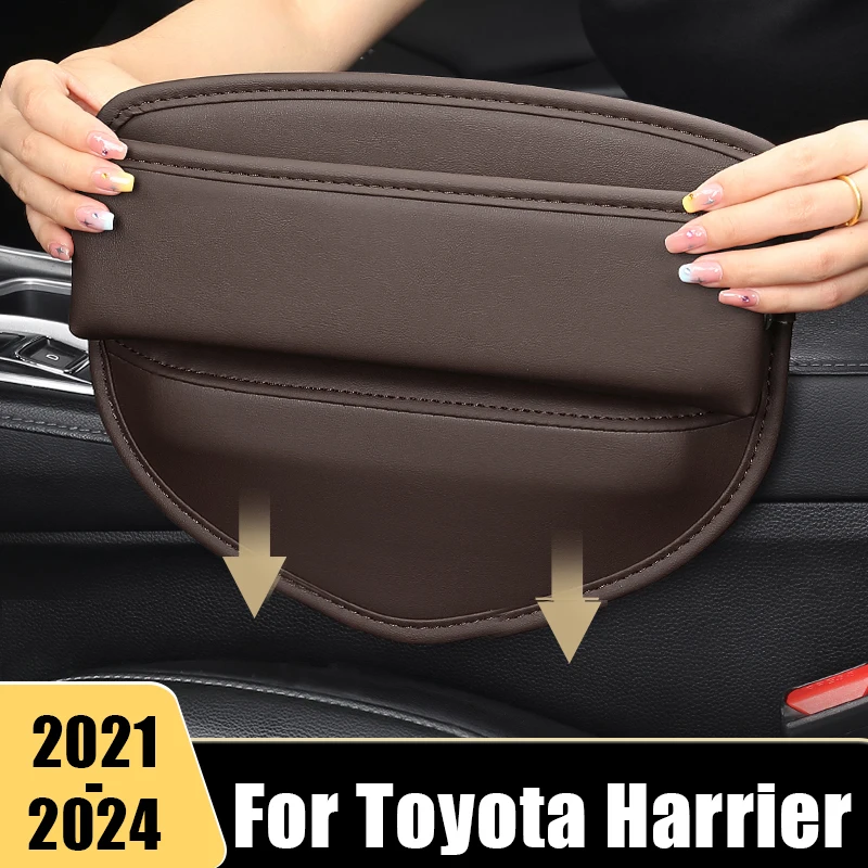 

Leather Car Seat Crevice Storage Box Bag For Toyota Harrier 2021 2022 2023 2024 Key Card Phone Cup Holder Organizer Accessories