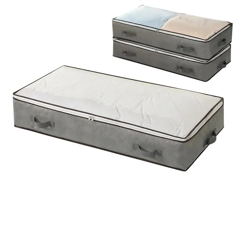 

Under Bed Clothes Storage Foldable Quilt Bag Portable Clothes Storage Box Dustproof Two Way Zipper Divider For Sundries Shoes