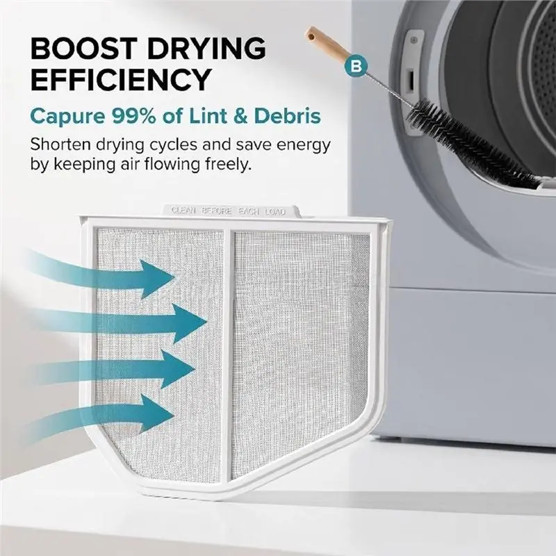 Фото DTEW-Запасные части для сушилок Whirlpool, Crosley, Maytag - W10120998 W10049360 Фильтр для сбора ворса с щеткой для очистки №5