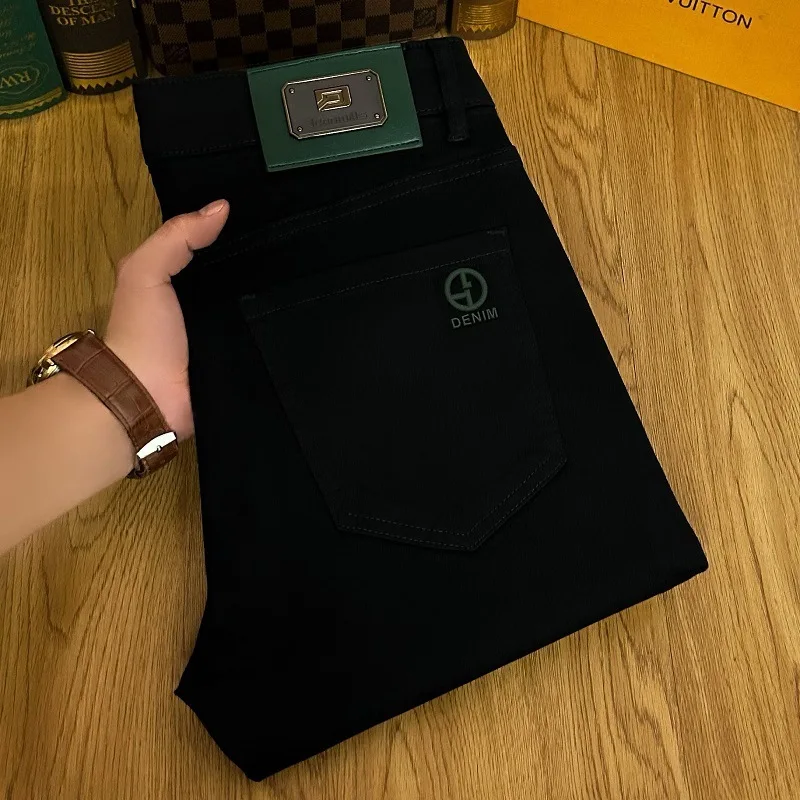 Джинсовые брюки мужские простые универсальные модные штаны с тиснением в виде