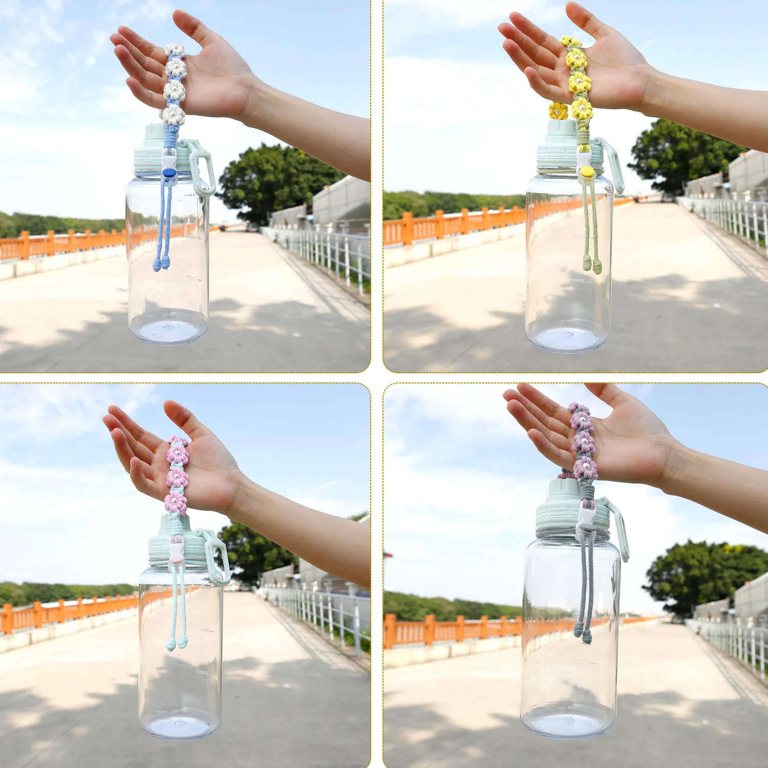 Плетеная вручную хлопковая веревка с маргариткой и жемчугом регулируемый ремень