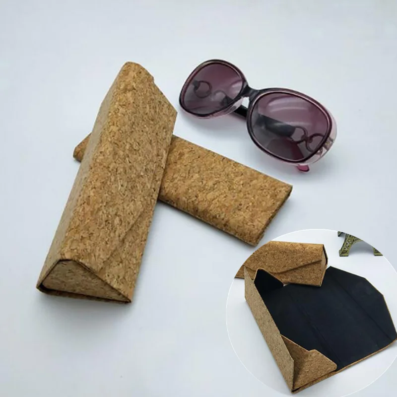 

Fashion Wood Grain Glasses Personality Sunglasses Spectacle Case Glasses Cases Folding Box Sunglasses Cover Cork
