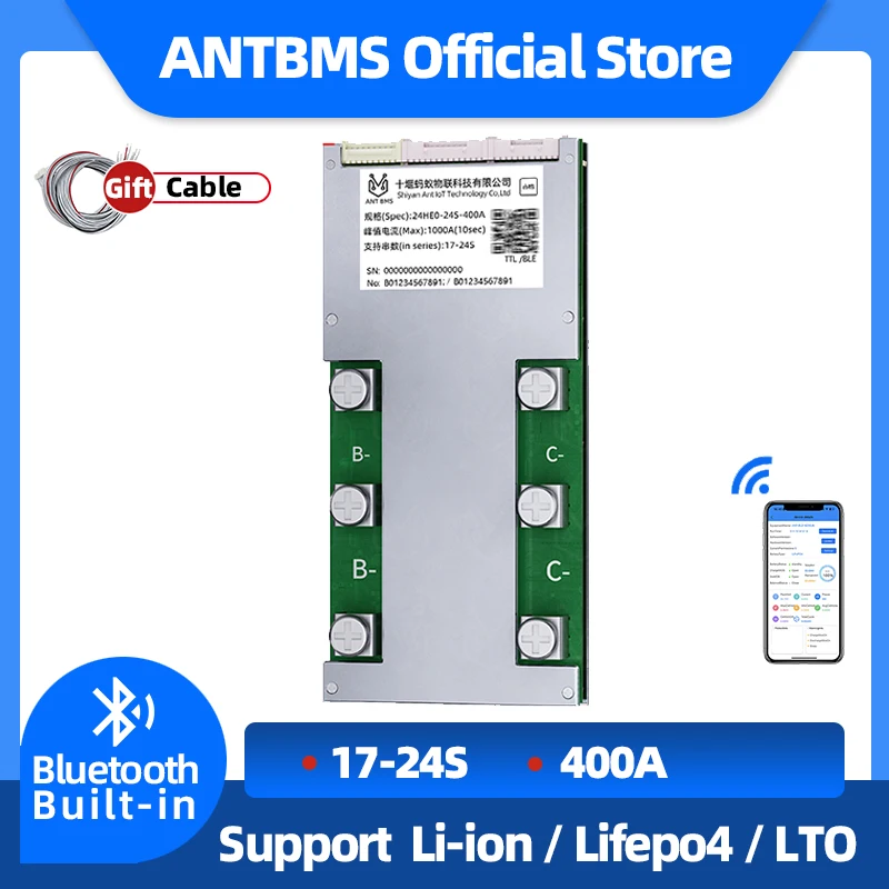 Фото ANT Bluetooth Smart BMS 17S до 24S Плата защиты литиевой батареи 24 В 36 В 48 В Li-ion LifePo4 17S 18S 19S 20S 21S 22S 23S 00A №1