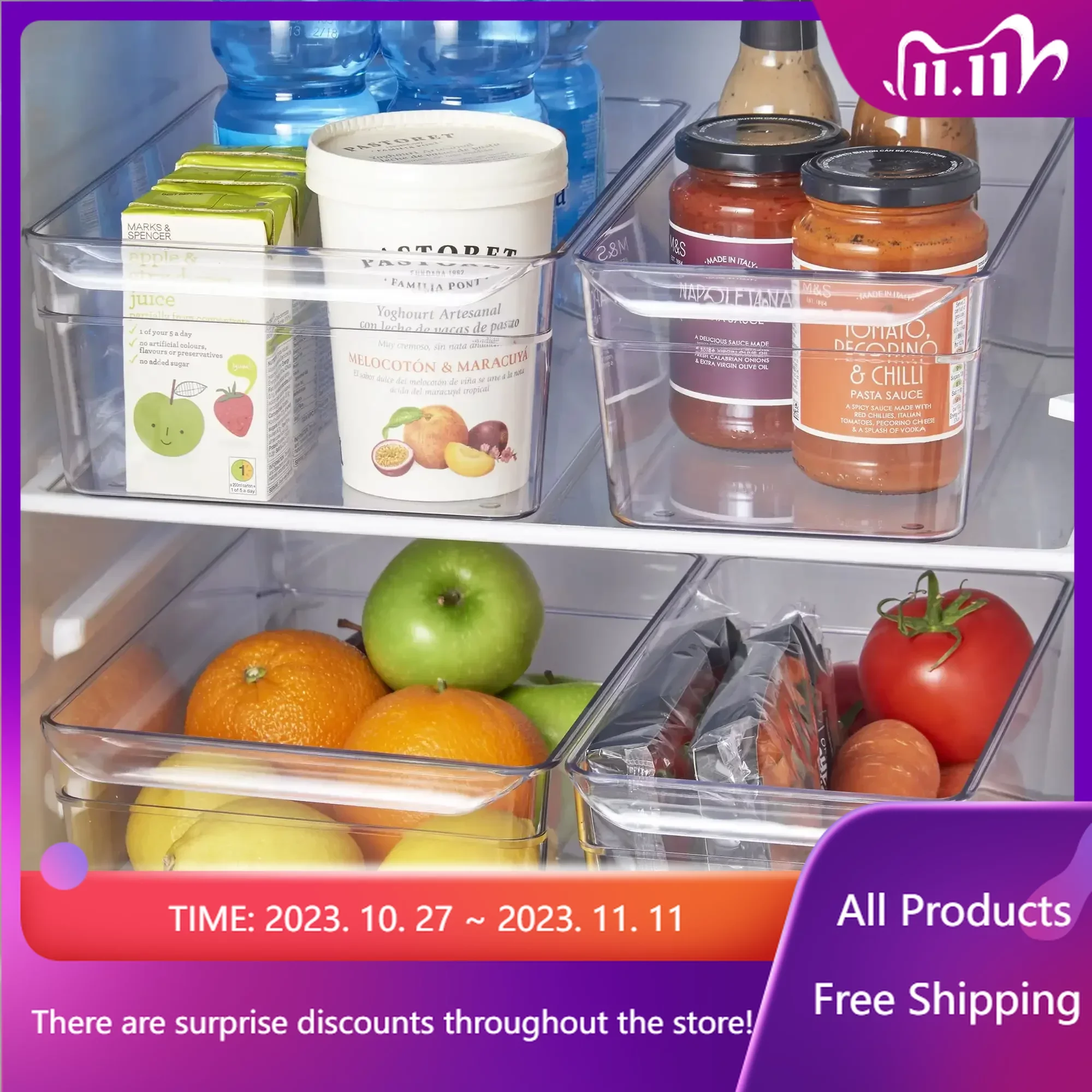 

Clear Plastic Fridge Organization Bin, Kitchen Storage Container, Household Items, Kitchen Organizer and Storage Container Fast