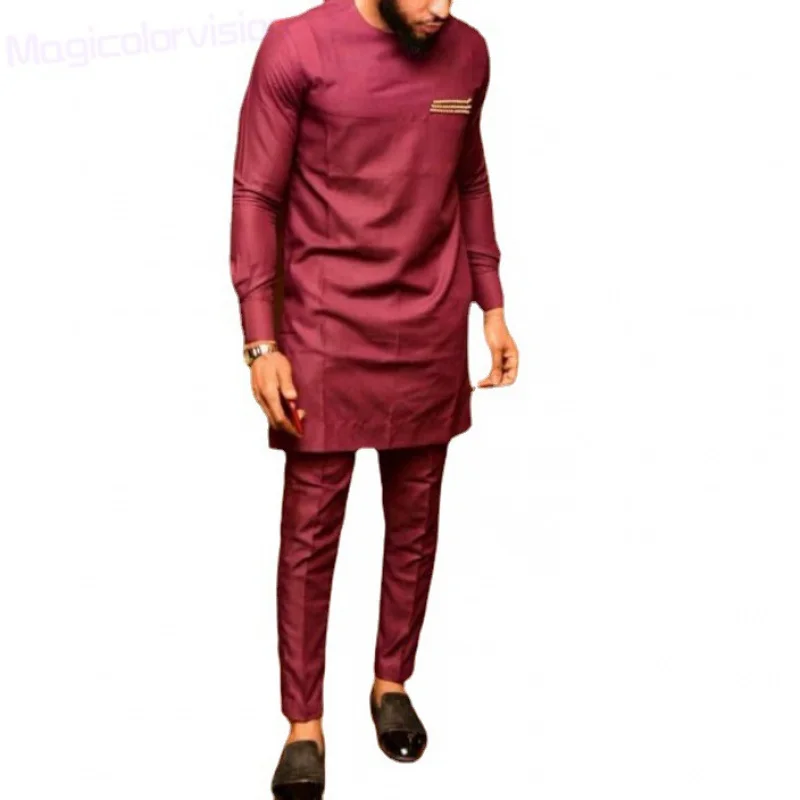 New Suit Suit Men's African Ethnic Style Casual Fashion Printing Shirt and Trousers 2 Piece Set