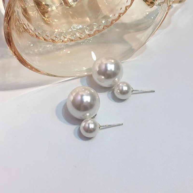

Sterling Silver Double Pearl Beaded Earrings Piercing Aretes De Plata De Ley 925 Mujer Jewelry серьги тренд 2022 For Women Luxe