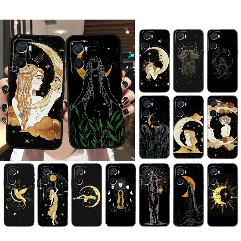 

Phone Case for OPPO A77 A57 A57S A78 A96 A91 A54 A74 A94 A73 A52 A53 A53S A15 A16 A17 Witches Moon Tarot Goddess