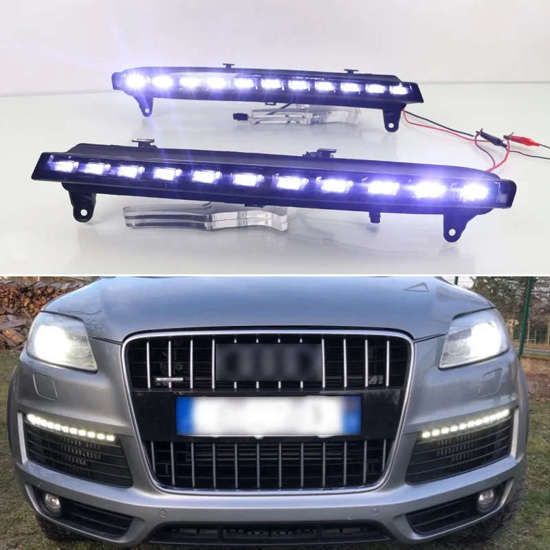2 шт. для Audi Q7 4L 2005-2009 Желтый Функция указателя поворота Автомобильный DRL Водонепроницаемый 12 В светодиодный дневный ходовой свет Противотуманная лампа