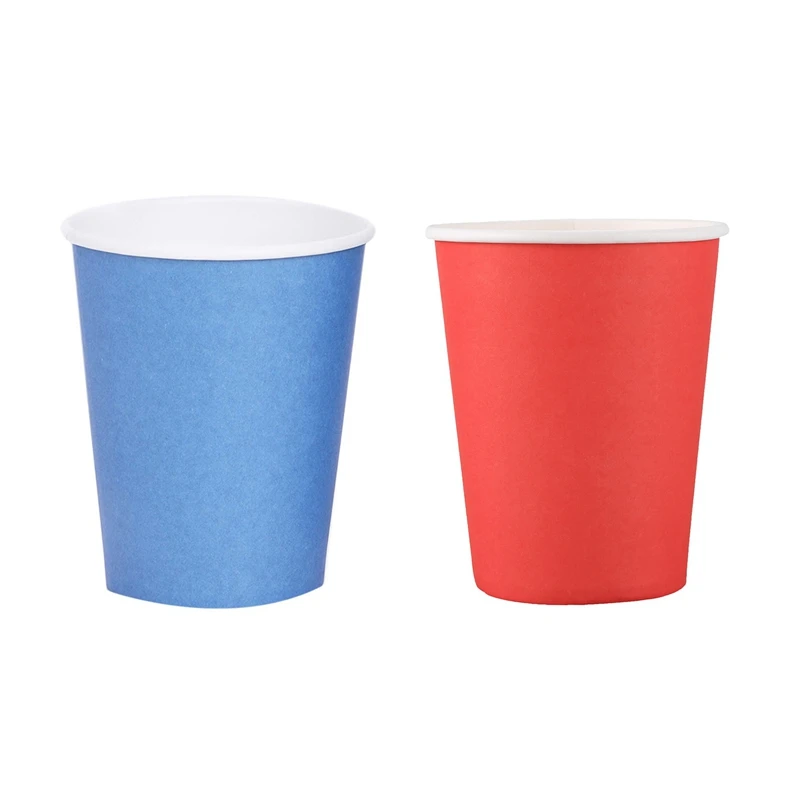 

40 шт. бумажных стаканчиков (9 унций)-простые однотонные стандартные цвета, 20 синих и 20 красных