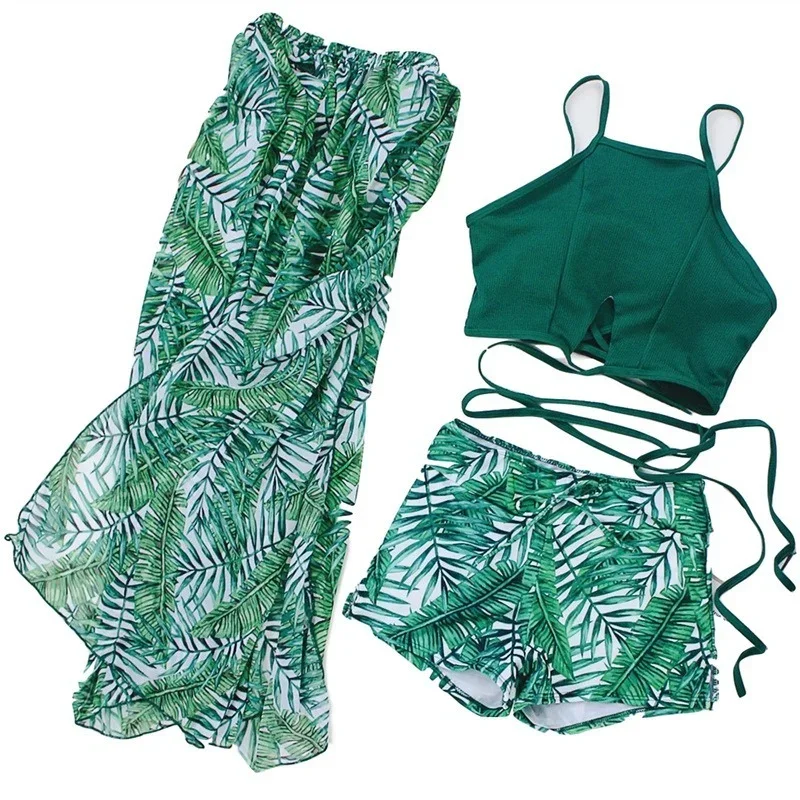 

2021 hot women's three-piece swimsuit Korean style sexy conservative small incense flat angle hot spring swimsuit