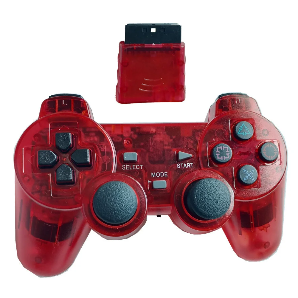 Wireless Game Controller For PS2 Gamepad For Wireless Joystick ForPC Game Controle Transparent Color Double Vibration Hot Sale enlarge
