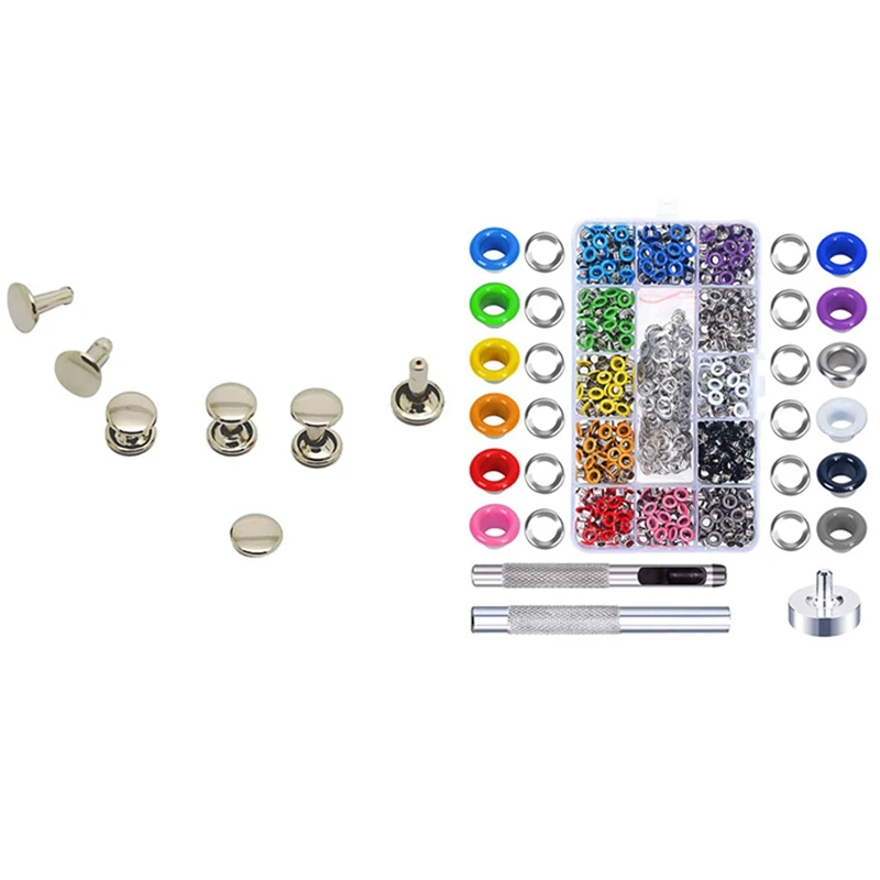 

Retail 100Pcs DIY Rivet Rivet Rivet Metal Board With 480Sets Grommet Kit 3/16 Inch Multi-Color Grommet Setting Tool