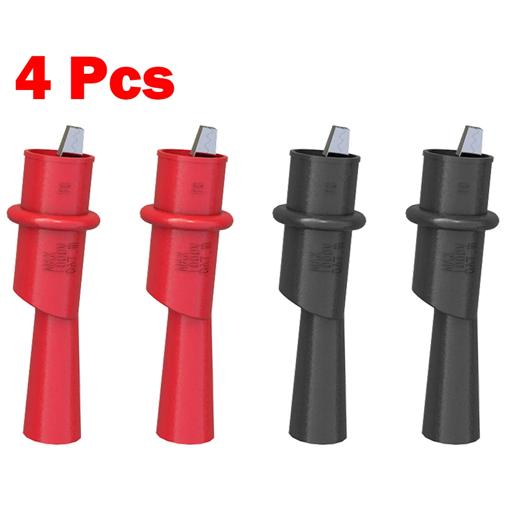 

4pcs Multimeter Alligator Clip Kit Insulated Crocodile Clamp For Electrical Nickel Plating Removable PVC Clips CATIII 1000V