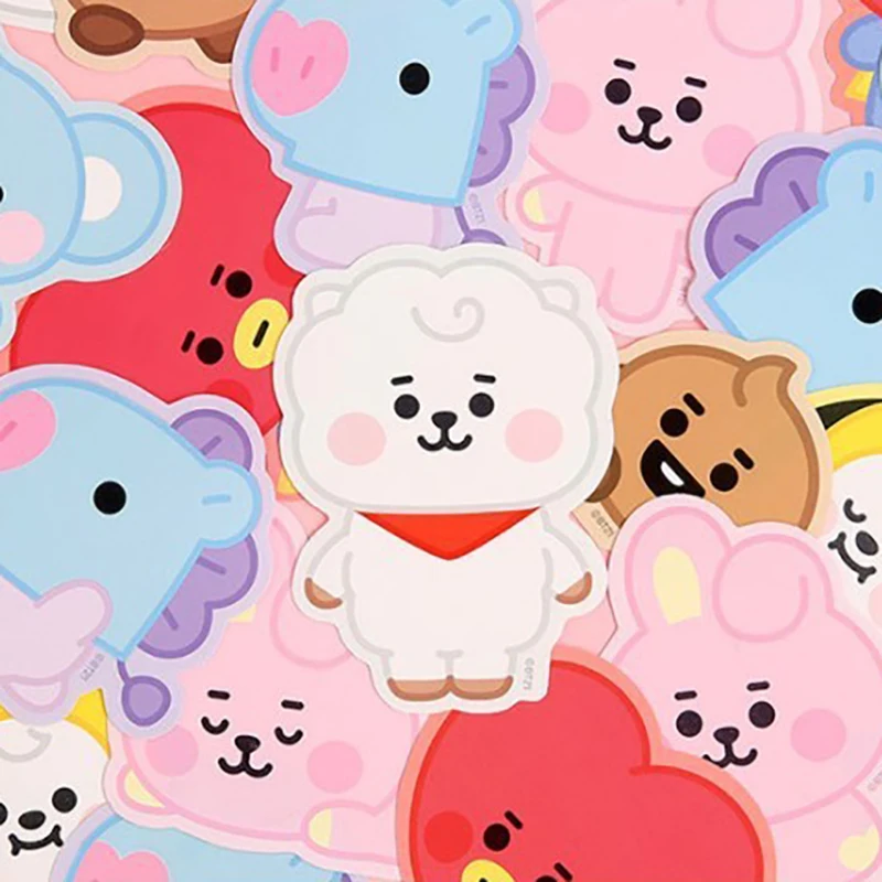 

Bt21 Chimmy Koya Tata Mang Rj Shooky Cooky Van, стикеры, аксессуары, чехол для телефона, украшение для багажа, милый мультяшный